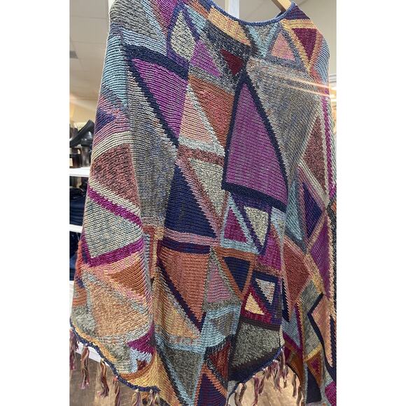 Kaffe Fassett & Peruvian Connection Pima Cotton Poncho Boho Sweater One Size - Picture 3 of 7